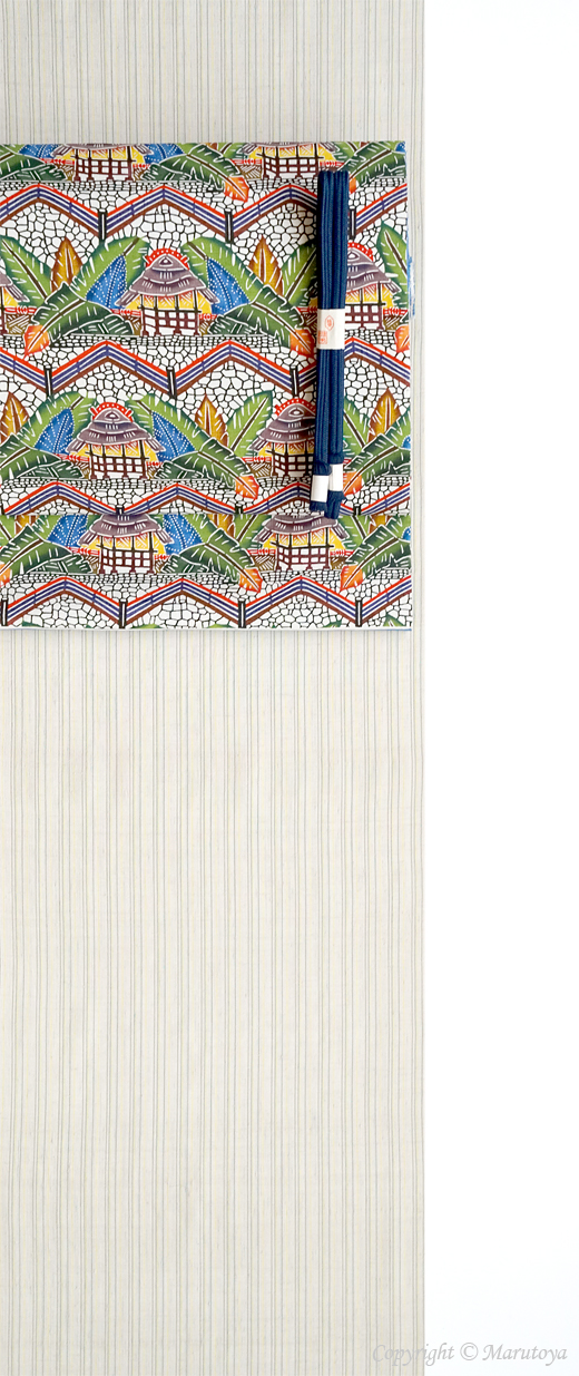 城間栄順 制作:琉球紅型九寸名古屋帯