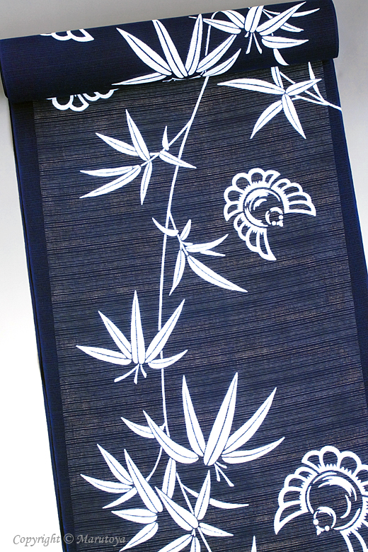 竺仙：地染まり綿絽ゆかた 竹にふくら雀 | 創作着物と帯の専門店 マルトヤ
