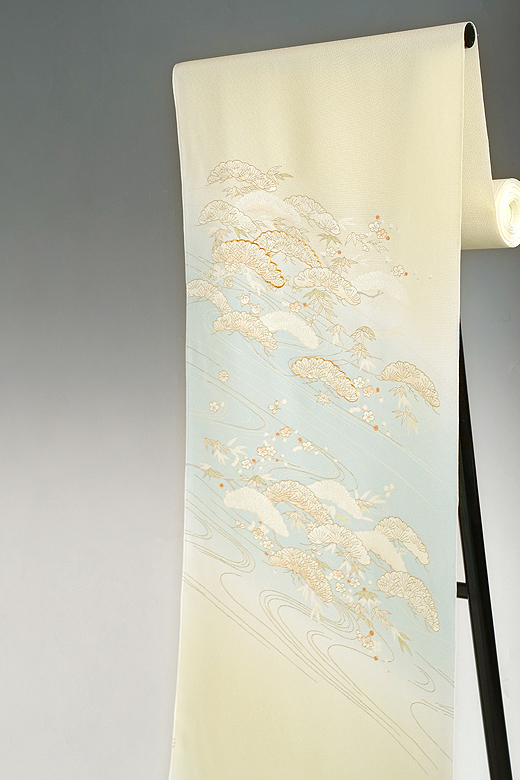 真糊糸目 付下:松風景に流水