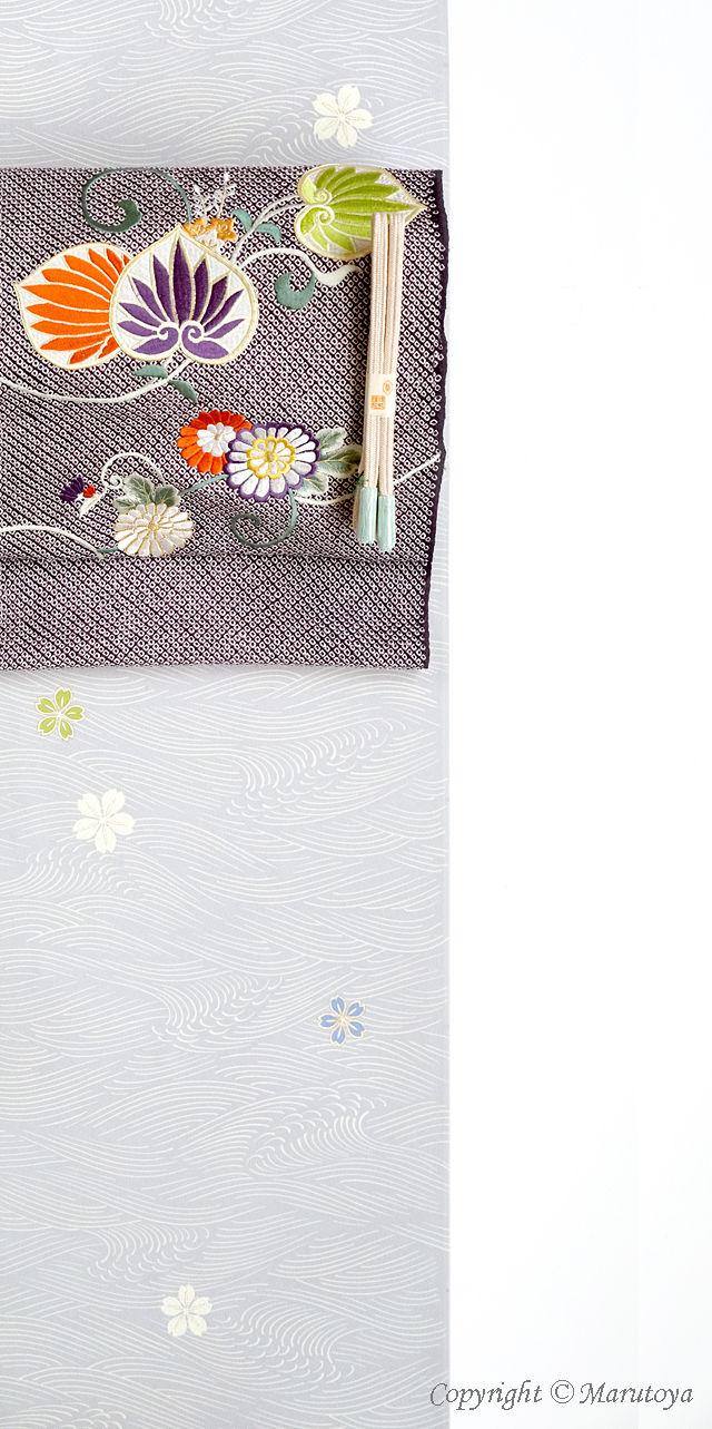 疋田絞りに刺繍 染め帯