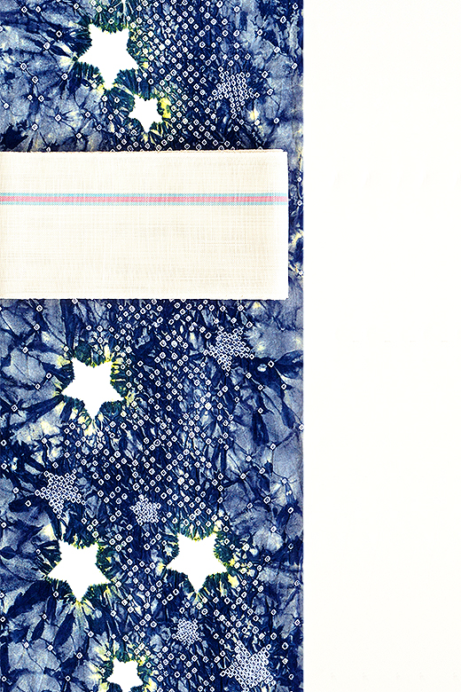 ☆絞り浴衣/有松絞り：夜空の星