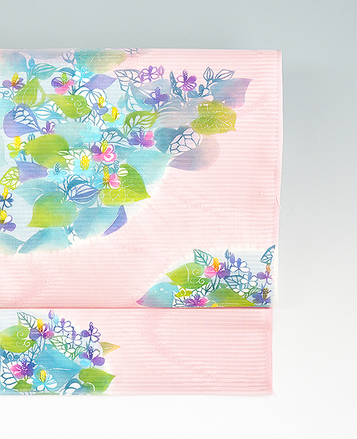 岩井香楠子 制作：夏 型絵染め帯『どくだみ』