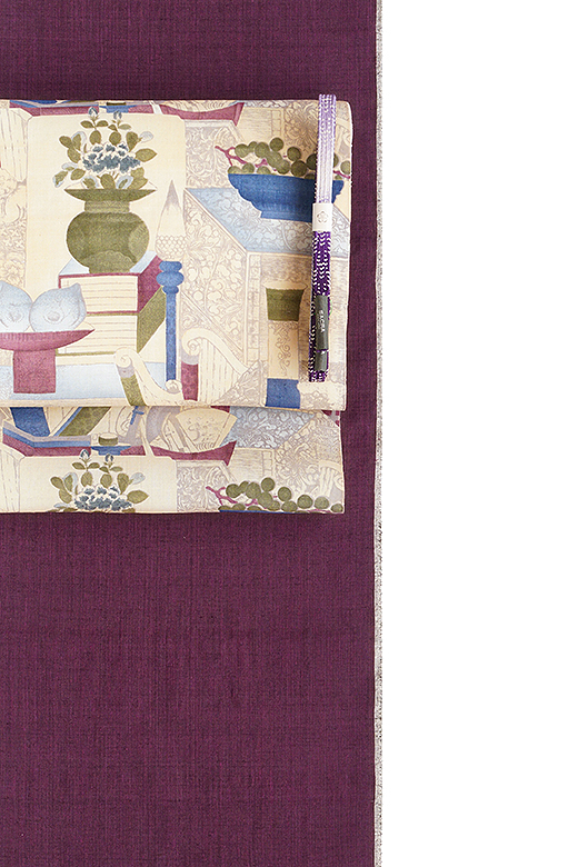 本場結城紬：地機 みじん紫