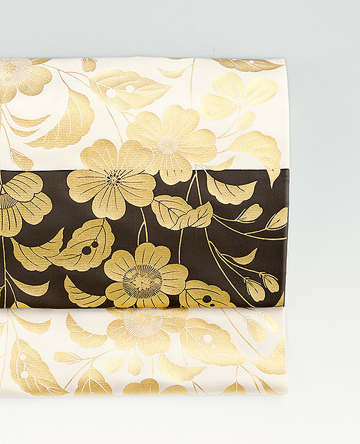 摺箔染め帯『桃山模様』