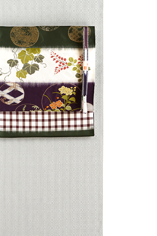 光佳染織：矢車染め市松綾織