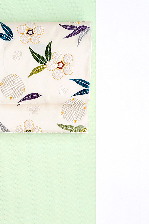 ☆紋意匠 菱煌彩模様(色無地)：Mint Green