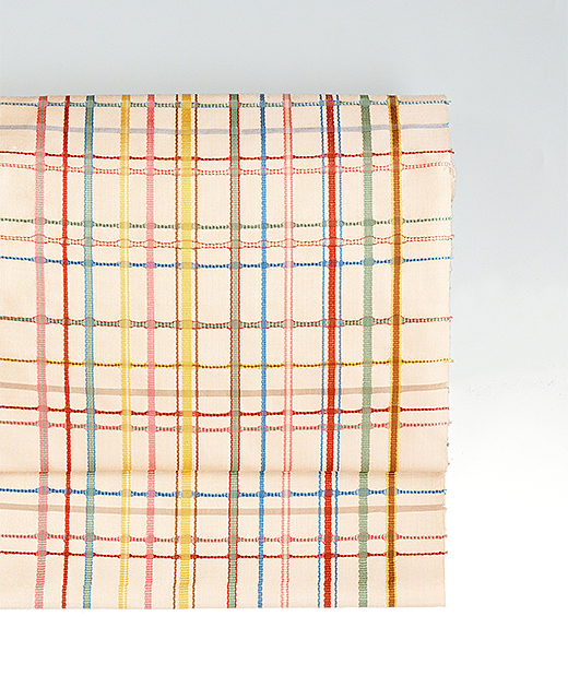 光佳染織/代島光子 制作：草木染め手織 吉野格子 九寸名古屋帯