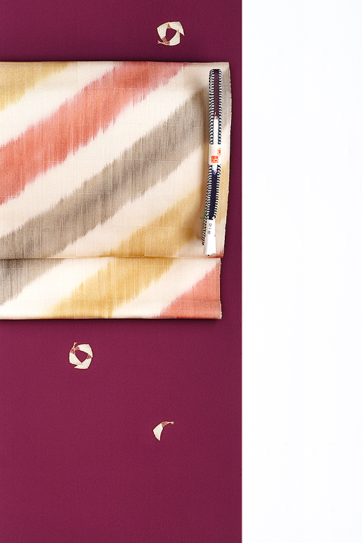 真糊糸目友禅手描き小紋『扇の丸』