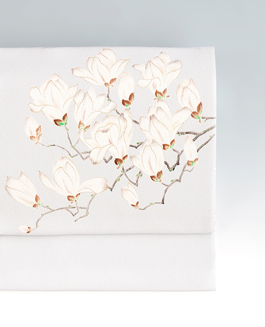 京都小阪：真糊糸目染め帯『木蓮/マグノリア』