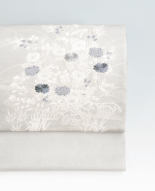 京都小阪：真糊糸目と京刺繍の染め帯：御所解