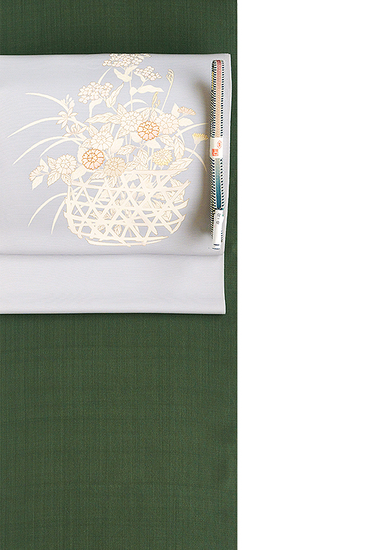 芝崎圭一 ：手織紬：無地織『槐とログウッド』