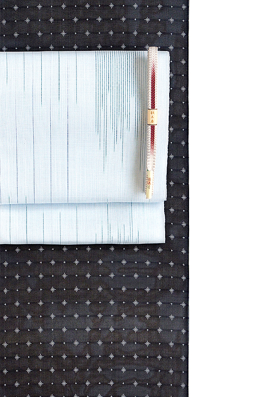 瀧右衛門 制作：夏塩沢(黒) 小絣