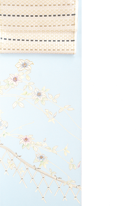 京都  一ノ橋 : 真糊糸目と京刺繍 付下『垣にクレマチス』