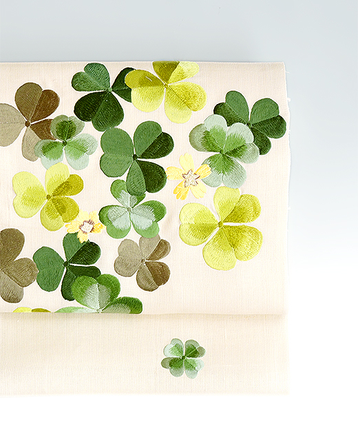 夏季とお単衣：刺繍帯『かたばみ』