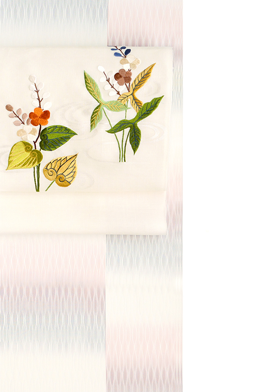 夏/単衣きもの：明石縮み(市松ぼかし)