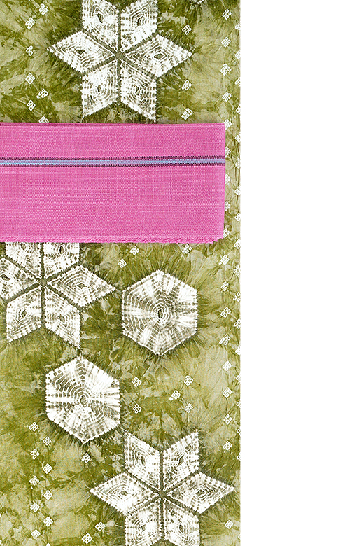 ☆絞り浴衣/有松絞り 結晶：オリーブ